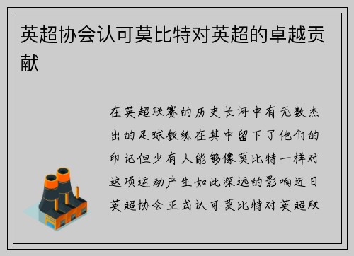 英超协会认可莫比特对英超的卓越贡献